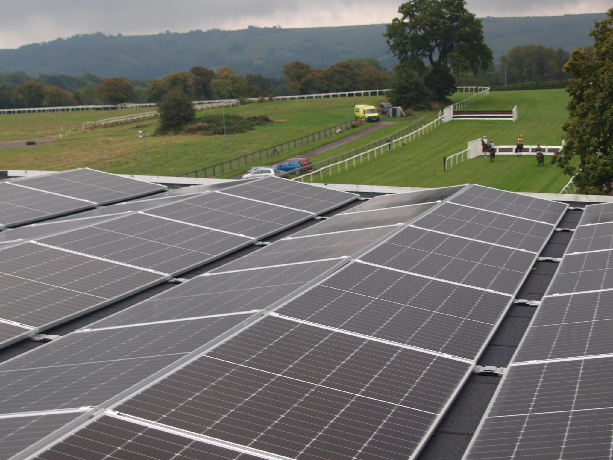 Solar installation at Plumpton Racecourse powering on-site infrastructure.